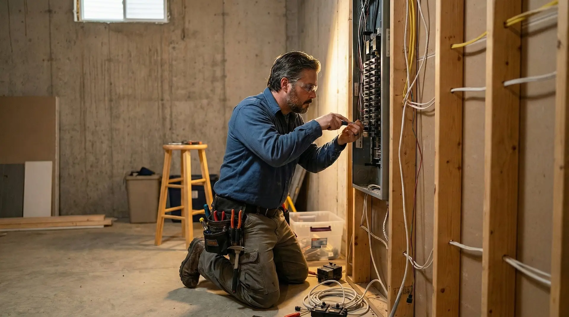 Electrician working on panel in Kawartha Lakes
